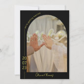 Modern Black and Gold Elegant Wedding Invitation サンキューカード (正面)