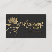 Modern Black and Gold Foil Massage Therapist Logo 名刺 (正面)