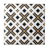 Modern Black and Gold Geometric Plaid タイル (正面)