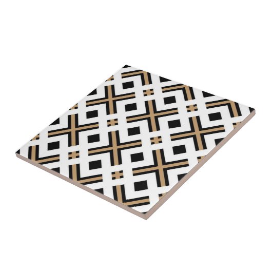 Modern Black and Gold Geometric Plaid タイル (側面)