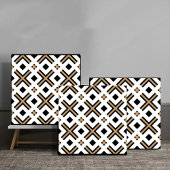 Modern Black and Gold Geometric Plaid タイル