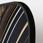 Modern Black and Gold Marbled Monogram ピックルボールラケット (左詳細)