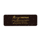 Modern Black and Gold Merry Christmas Address ラベル (正面)