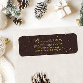 Modern Black and Gold Merry Christmas Address ラベル
