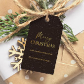 Modern Black and Gold Merry Christmas Family Name ギフトタグ