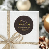 Modern Black and Gold Merry Christmas Family Name ラウンドシール