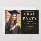 Modern Black And Gold Photo Graduation 2026 Party 招待状 (正面)