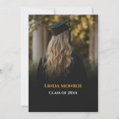 Modern Black and Gold Photo Graduation Party 招待状 (裏面)