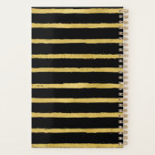 Modern Black and Gold Striped Monogram プランナー手帳 (裏面)
