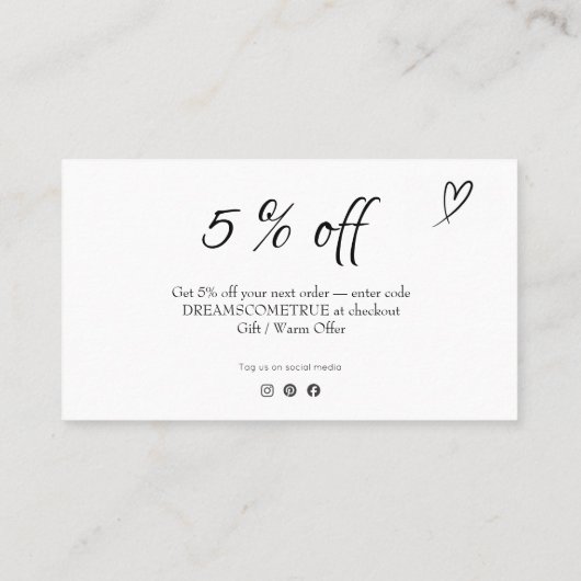 Modern Black and Gold Typography Business Discount 名刺 (裏面)