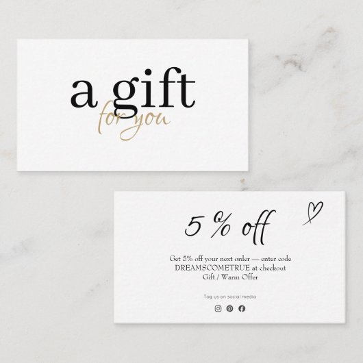 Modern Black and Gold Typography Business Discount 名刺 (正面/裏面)