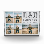 Modern Black and Gray Grid Collage I Love You Dad フォトブロック (正面)