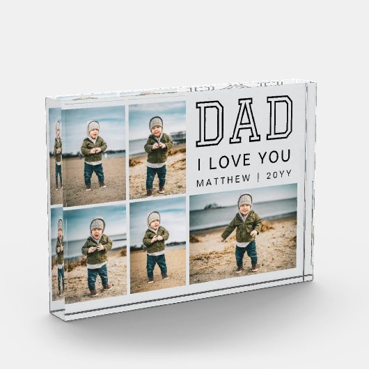 Modern Black and Gray Grid Collage I Love You Dad フォトブロック (左)