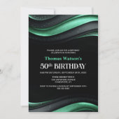 Modern Black and Green 50th Birthday Party 招待状 (正面)