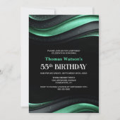 Modern Black and Green 55th Birthday Party 招待状 (正面)