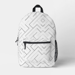 Modern Black and Grey Geometric Line Backpack  プリントバックパック