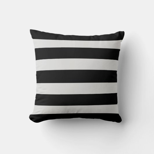 Modern Black and Grey Striped  クッション (正面)