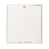 Modern Black and Ivory Minimalist Elegant Monogram ノートパッド (正面)