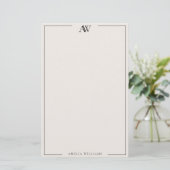 Modern Black and Ivory Minimalist Elegant Monogram 便箋 (スタンド正面)