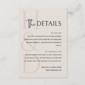 Modern Black and Ivory Monogram Minimalist Wedding エンクロージャーカード (正面)