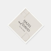 Modern Black and Ivory Monogram Minimalist Wedding スタンダードカクテルナプキン (角)