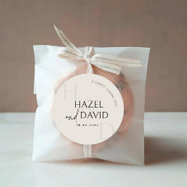 Modern Black and Ivory Monogram Minimalist Wedding ラウンドシール