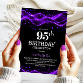 Modern Black and Purple 95th Birthday Party 招待状