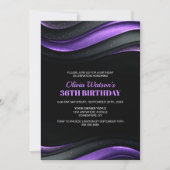 Modern Black and Purple Any Age Birthday Party 招待状 (正面)
