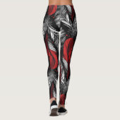 Modern Black and Red Feather Design Leggings レギンス (裏面)