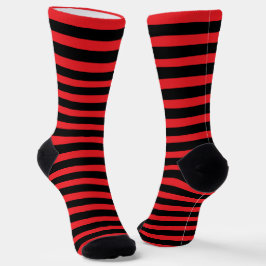 Modern Black and Red Stripes ソックス