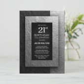 Modern Black and Silver 21st Birthday Party 招待状 (スタンド正面)