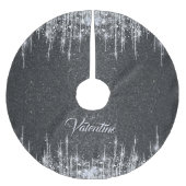 Modern Black and Silver Sparkle Family Name ブラッシュドポリエステルツリースカート (正面)