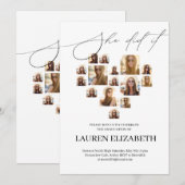 Modern Black and White 15photo collage Graduation  招待状 (正面/裏面)