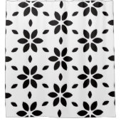 Modern Black and White Abstract Floral  シャワーカーテン (正面)