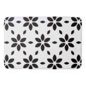 Modern Black and White Abstract Floral  バスマット (正面)