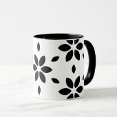 Modern Black and White Abstract Floral  マグカップ (正面右)