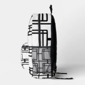Modern Black and White Abstract Geometric Art Back プリントバックパック (右)