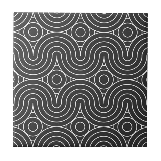 Modern Black and White Abstract Pattern Design タイル (正面)
