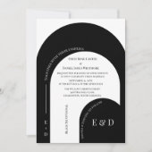 Modern Black and White Arched Wedding 招待状 (正面)