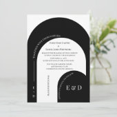 Modern Black and White Arched Wedding 招待状 (スタンド正面)