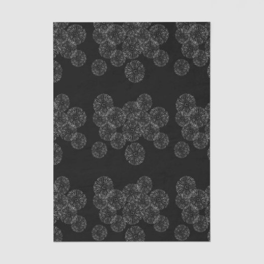Modern Black and White Boho Chic Daisy Pattern  薄葉紙 (正面)