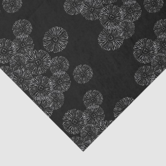 Modern Black and White Boho Chic Daisy Pattern  薄葉紙 (詳細)