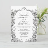 Modern Black and White Botanical Wedding 招待状 (スタンド正面)