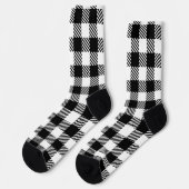 Modern Black and White Buffalo Check Gingham ソックス (左)