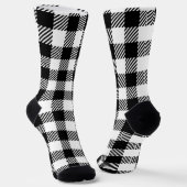 Modern Black and White Buffalo Check Gingham ソックス (傾斜あり)