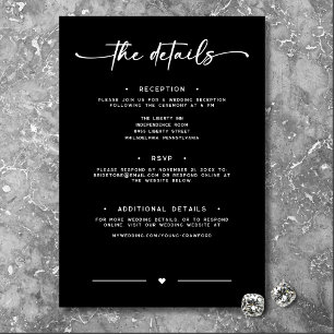 Modern Black and White Calligraphy Minimalist Wedd エンクロージャーカード