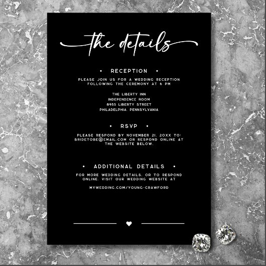 Modern Black and White Calligraphy Minimalist Wedd エンクロージャーカード