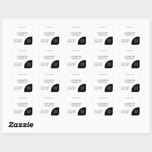 Modern black and white candle label sticker スクエアシール (シート)