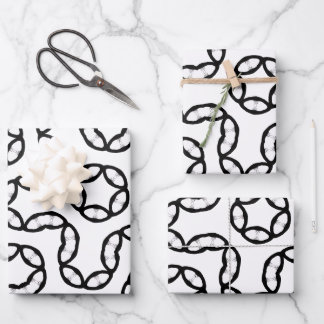 Modern Black and White Chain Link Pattern Gift Wra ラッピングペーパーシート