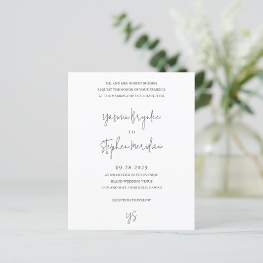Modern Black and White Chic Budget Wedding Invite (スタンド正面)